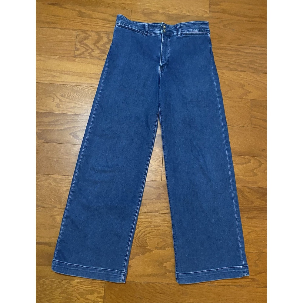FAHERTY Stretch Terry Patch Pocket Wide Leg Jeans size 31 (32x32) Sailor Denim
